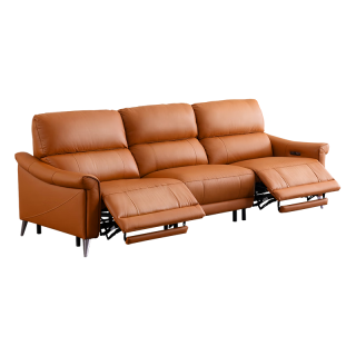 芝华仕 50611B 电动真皮沙发 小三人位双电动 赤霞橙 2.17m