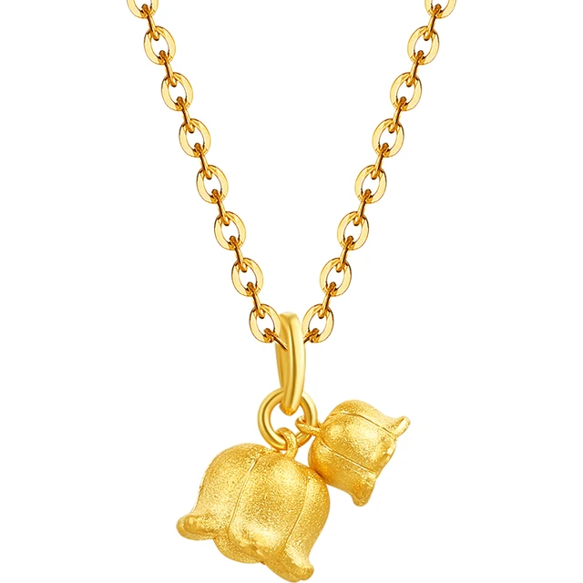 潮宏基铃兰花黄金项链女足金套链金链子生日礼物计价 C 链约40cm+