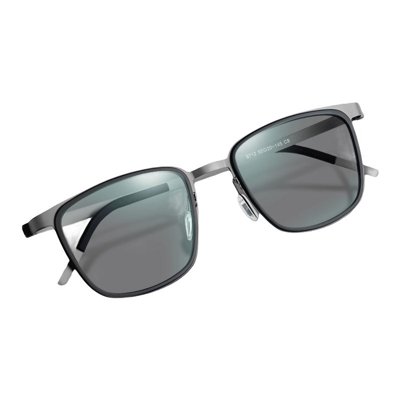 潮库超轻钛合金近视镜全框眼镜架舒适硅胶鼻托近视眼镜框 9712 枪框配黑色 配1.74非球面0-1200度