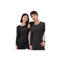 有棵树 YOUKESHU【轻暖微磨毛】男士保暖内衣套装女秋衣秋裤柔软亲肤款 【锁边-男款】黑灰 XL