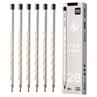 得力白色洞洞铅笔小一年级幼儿园初学者正姿儿童洞洞笔铅笔二年级无毒2b比三角杆HB练字 白杆10支HB【送卷笔刀+橡皮】
