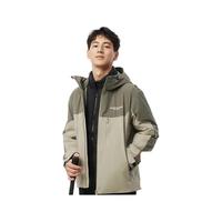 坦博尔三合一羽绒服男女同款户外连帽抗寒外套TA235353 灰绿拼接 M (170)