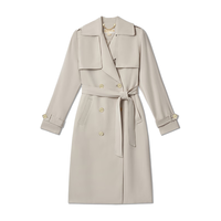 MICHAEL KORS MK 女士中长款系带双排扣垂坠感风衣外套 沙色 268