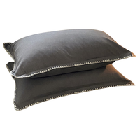 无印良品A类抗菌全棉枕套48x74cm一对装 100%纯棉枕头套枕巾 【A类全棉贝壳边】深灰