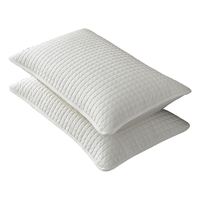 无印良品A类夹棉防头油隔脏枕套48x74cm一对装 宿舍家用枕芯枕头套 【A类全棉夹棉】方格白