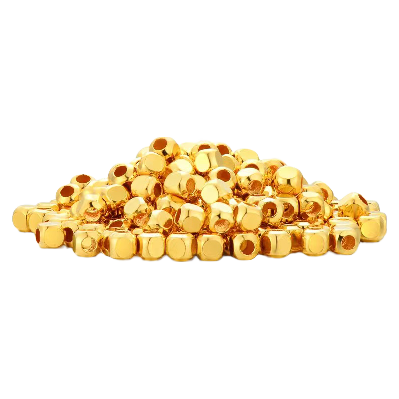 金小貅黄金方糖转运珠999足金散珠手链简约时尚DIY隔珠笑脸项链女送礼物 0.8g,4mm方珠约8颗【多退少补】