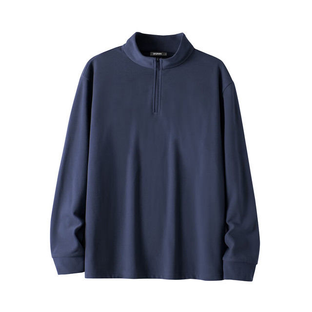 今日必买：gxgjeans 25年秋新品 美式宽松半开襟长袖T恤 藏青色