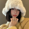 FOURDATRY 白色毛绒渔夫帽女秋冬显脸小