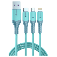 德力普(Delipow) 数据线三合一5A快充苹果Type-c安卓手机华为荣耀小米平板车载一拖三充电器闪充线 单条装【蒂芙尼蓝】5A超级快充 | 带夜灯 0.6米