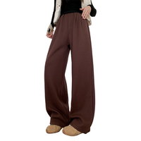 MJ STYLE窄版阔腿裤女2025垂感高腰宽松直筒秋冬休闲西装裤 黑色 L L 体重111-125斤