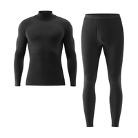 蕉内热皮501+男女士保暖内衣套装秋冬多领型秋衣秋裤打底衫内搭肌底衣 【高领】黑色-男士 XL