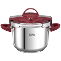 膳魔师高压锅304不锈钢家用煮炖压力快锅单手开合汤锅防爆电磁炉燃气灶 勃艮第红-黄金容量 22cm 6L