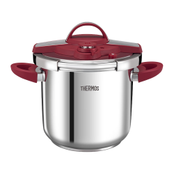 THERMOS 膳魔师 高压锅304不锈钢家用煮炖压力快锅单手开合汤锅 勃艮第红-加高（可炖整鸭） 22cm 7.5L