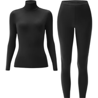 蕉内【清仓】轻热皮男女士保暖内衣套装秋衣秋裤秋冬高领 【高领】黑色-女士 S