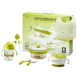 babycare 儿童餐具 新生儿礼盒高档幼儿园宝宝注水保温辅食碗吃饭 7件套