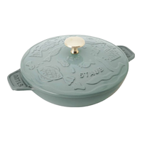 staub 珐宝 法国海洋绮想珐琅铸铁锅平底煲汤锅炖锅炒锅煎锅厨房好物 海洋绮想圆形煎盘尤加利绿 20cm