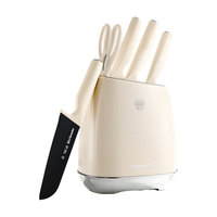 九阳（Joyoung）刀具套装厨房家用菜刀砍骨刀菜刀厨师刀剪刀切片刀小天鹅套刀六件套 【双重抗菌】晶钛-刀具6件套