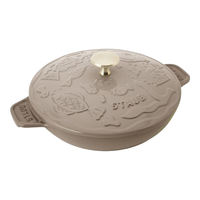 staub 珐宝 法国海洋绮想珐琅铸铁锅平底煲汤锅炖锅炒锅煎锅厨房好物 海洋绮想圆形煎盘奶茶色 20cm