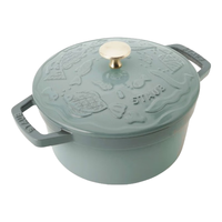 珐宝（staub）法国海洋绮想珐琅铸铁锅平底煲汤锅炖锅炒锅煎锅厨房好物 海洋绮想圆形锅尤加利绿 20cm