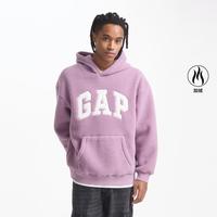Gap 男女装秋季款字母logo仿羊羔绒抓绒卫衣套头衫
