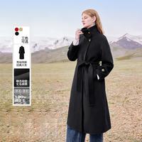 秋水伊人 冬季外套棉立领单排扣大衣女中长款毛呢外套