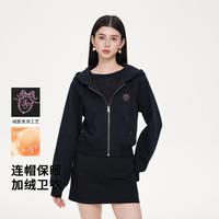 5+FIVE PLUS 【加绒可选】冬季开衫连帽卫衣减龄洋气女士外套显瘦短款女式上衣