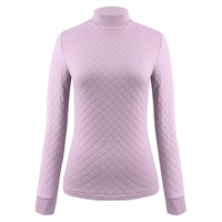 宜而爽秋冬季【三层加厚】女士100%纯棉半高领保暖内衣上衣秋衣棉毛衫女 风信紫 XL/170