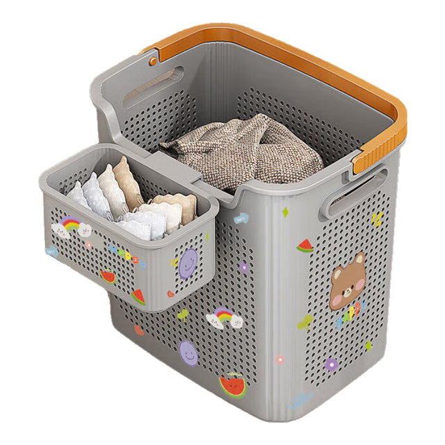 稻草熊 脏衣篮 奶油白小号+大号  2个装