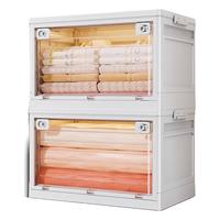 纳份爱前开门可折叠收纳箱家用衣柜衣物衣服被子整理箱塑料透明储物箱 两开门-透明中号【 36*27*22cm 】 3个装【家用收纳首选】