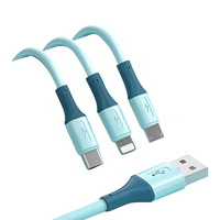LENVOG/兰沃港 5A超级快充40W 数据线三合一充电线 Type-C, Lightning, Micro USB 硅胶 Type-C 100W 蓝 5A