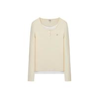 ELAND衣恋长袖T恤女舒适假两件针织衫弹力上衣 浅灰色(16)L/Grey S/160