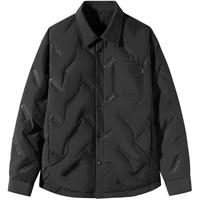 GXG男装【衬衫式】 满身压印轻薄羽绒服男保暖通勤外套 24冬 黑色 170/M