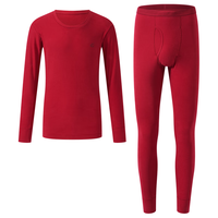 京东京造男保暖内衣男秋衣秋裤套装防寒棉柔打底保暖衣裤 中国红男 XL