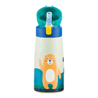 天喜儿童保温杯大容量水杯子便携吸管杯小幼儿园上学316内底 绿色小熊490ML