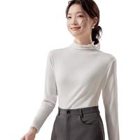 都市丽人 COSMO LADY女士保暖内衣女花边半高领打底衫女长袖秋冬内搭可外穿针织衫女 白色 L
