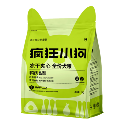 疯狂小狗 小耳朵鸭肉梨冻干夹心狗粮泰迪比熊金毛小中大型犬幼犬成犬 鸭肉梨1kg