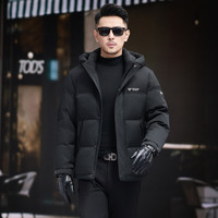 AX 阿玛尼白鸭绒服男冬季立领连帽潮流时尚加厚保暖外套 黑色 M 170 90-120斤