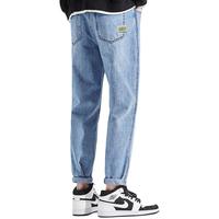 唐狮春装牛仔裤男复古蓝色宽松休闲裤韩版潮流长裤子W
