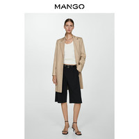 MANGO女装风衣2025秋装翻领直筒单排扣中长款风衣外套 浅米色 S