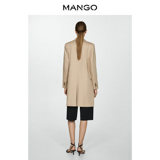 MANGO女装风衣2025秋装翻领直筒单排扣中长款风衣外套 浅米色 L