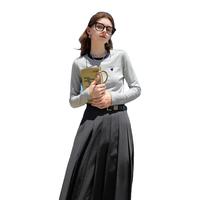 【2024冬季款】罗纹磨毛T恤撞色圆领爱心刺绣上衣修身T恤女