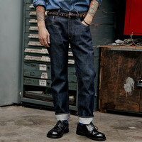 玩累了的孩子·二号裤型 日本冈山古董机织造 原色赤耳丹宁布 复古原牛仔裤 13.5oz棉麻赤耳原牛 未水洗 32