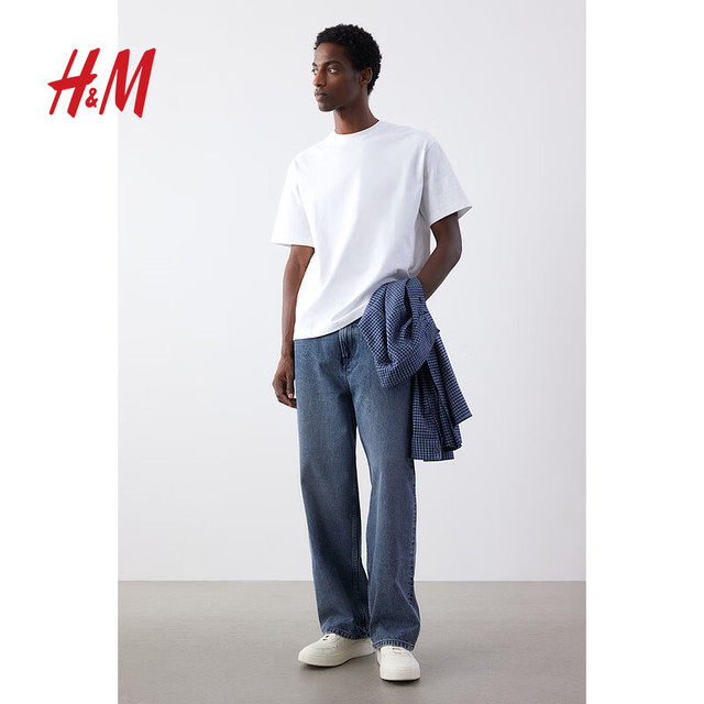 H&M 男女同款季重磅纯棉打底衫休闲短袖