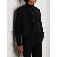 Ermenegildo Zegna 杰尼亚 Zegna） FW25 奢侈品 男士 山羊皮边织纹 羊绒夹克 Black 20 | 56 IT