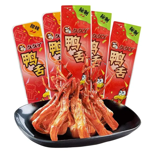 久久丫鸭舌500g秘制酱香甜辣卤味鸭舌头鸭肉类小吃休闲特产零食品