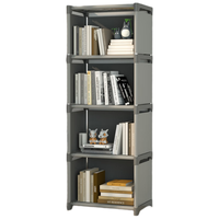 DSRAWMYT简易书架落地 置物架多层收纳架出租屋组装整理书柜