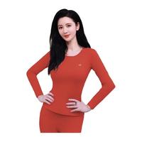 香蜜闺秀GOSO保暖内衣套装女士7A抗菌防静电舒适贴身修身圆领保暖内衣套装 【德绒发热纤维牛奶衣】焦红套装 L