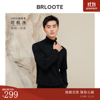 巴鲁特 Brloote 100%纯羊毛衫男士秋冬款修身打底针织衫保暖毛衣 炭黑-高 2XL （185/104A）