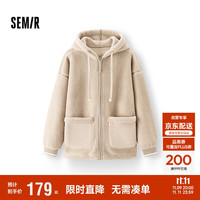 Semir 森马 女士仿羊羔毛摇粒绒双面穿宽松撞色连帽夹克 109725108025