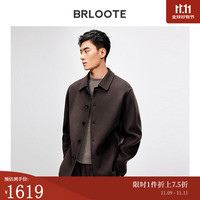 巴鲁特 Brloote 男士夹克纯羊毛舒适保暖秋季时尚翻领休闲百搭外套 咖色 180/100A